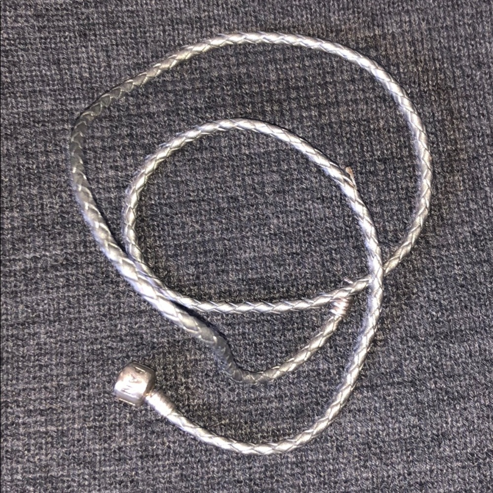 Pandora silver and leather wrap bracelet
